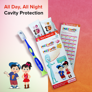 PediflorKidz Day & Night Kit: From School Time to Bedtime, Your Child’s Go-To Brushing Kit- 140g,pack of 1