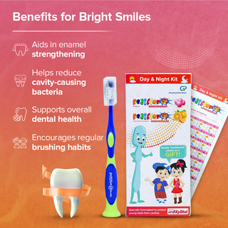 PediflorKidz Day & Night Kit: From School Time to Bedtime, Your Child’s Go-To Brushing Kit- 140g,pack of 1