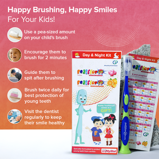 PediflorKidz Day & Night Kit: From School Time to Bedtime, Your Child’s Go-To Brushing Kit- 140g,pack of 1