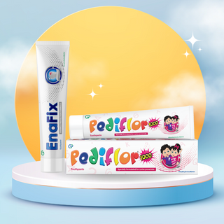 Pediflor 1000 Anti-Cavity Toothpaste For Kids & Enafix Toothpaste (Pack of 1 each, 70 g each) : Family combo for less cavities and happy smiles!