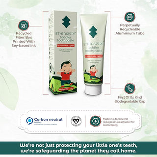 Ethiaspire: Safe-if-swallowed, Eco-friendly Toothpaste for Toddlers – Protecting Them, Protecting the Planet!- 50g
