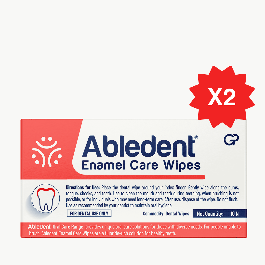 Abledent Enamel Care Tooth & Gum Wipes with Sodium Fluoride | 20 Wipes