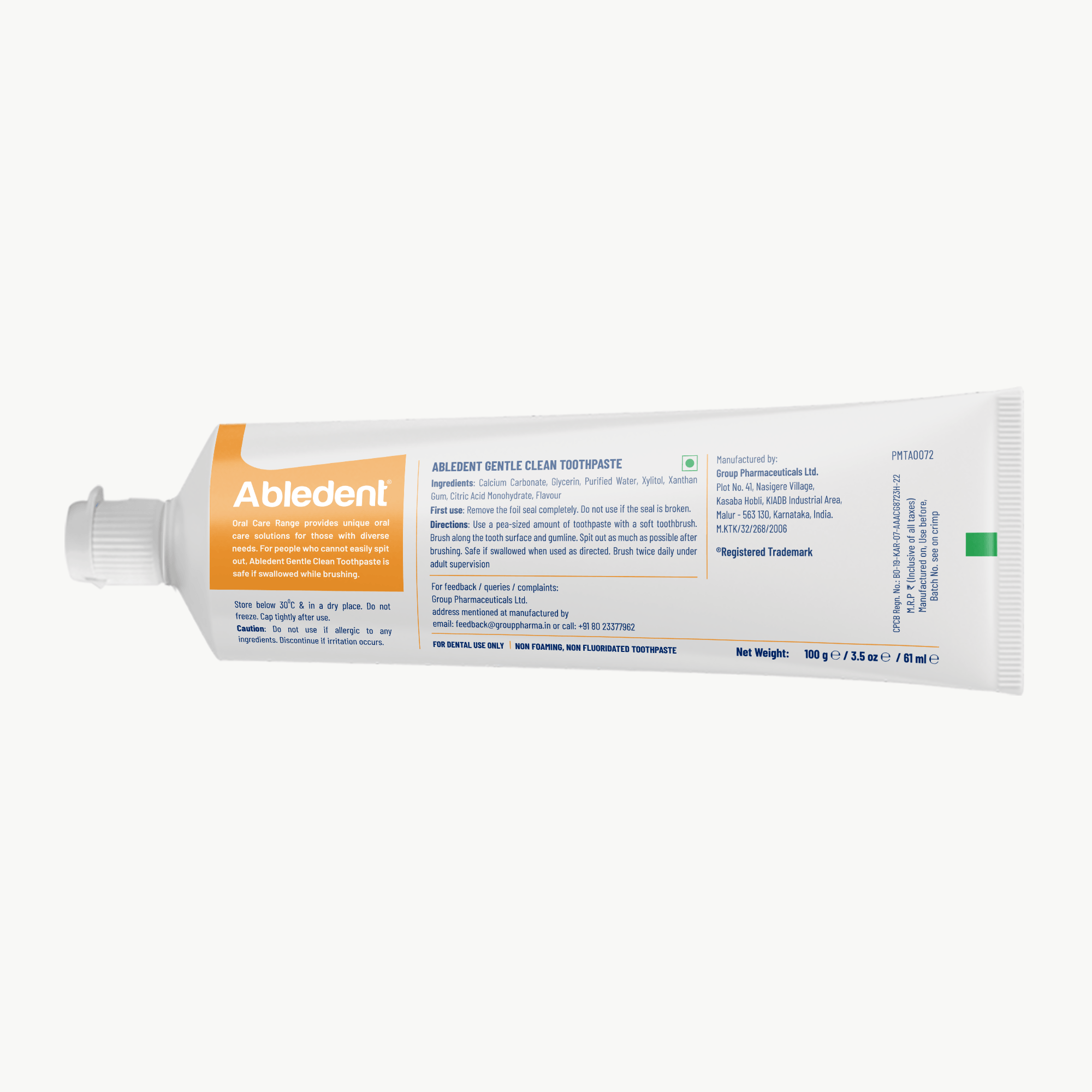 Abledent Gentle Clean Non- Foaming Toothpaste | Vanilla Flavour | Pack of 2