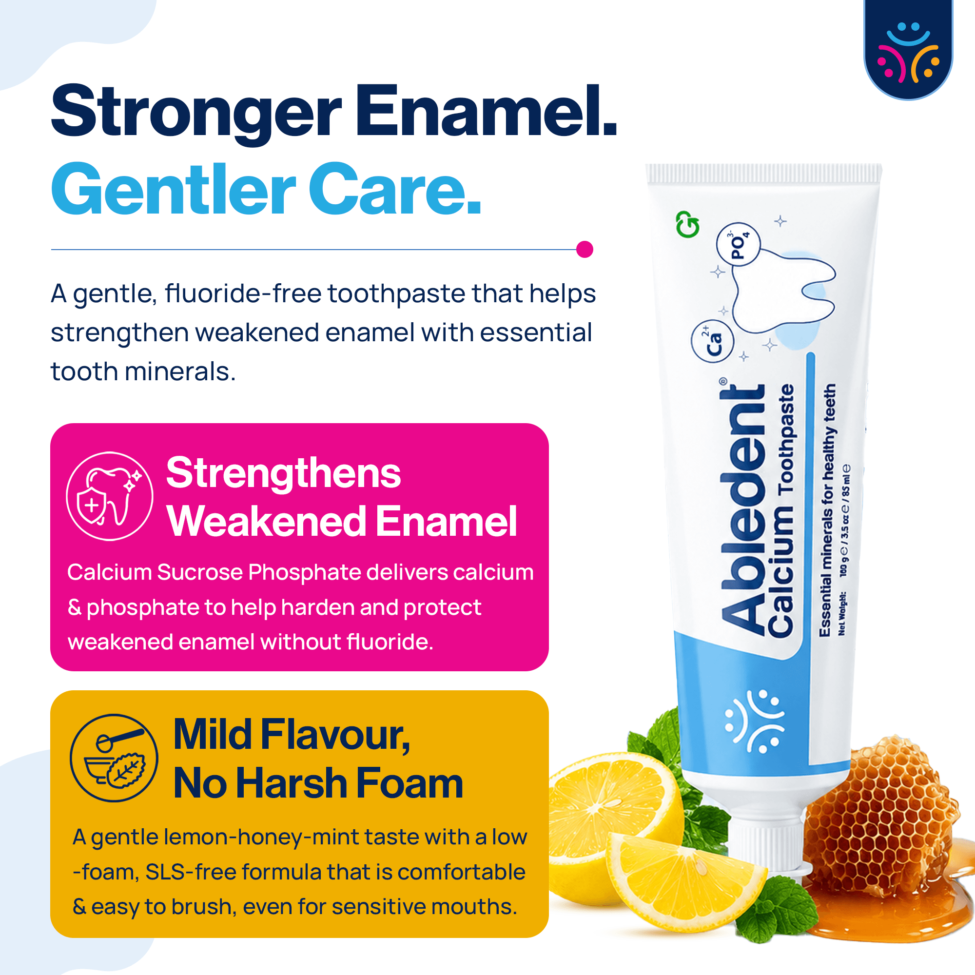 Abledent Calcium Non- Foaming Toothpaste | Lemon Honey Mint