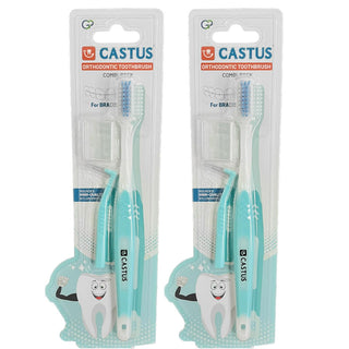 Castus Orthodontic Combi Pack (Orthodontic Brush + Interdental Brush) Pack of 2 (Blue x2)