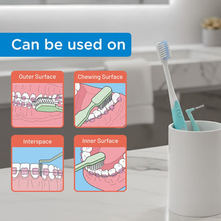 Castus Orthodontic Combi Pack (Orthodontic Brush + Interdental Brush) Pack of 2 (Blue x2)