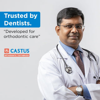 Castus Orthodontic Combi Pack (Orthodontic Brush + Interdental Brush) Pack of 2 (Blue x2)