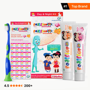 Pediflor Kids Day & Night Kit – 2 Toothpastes + Brush & Tracker