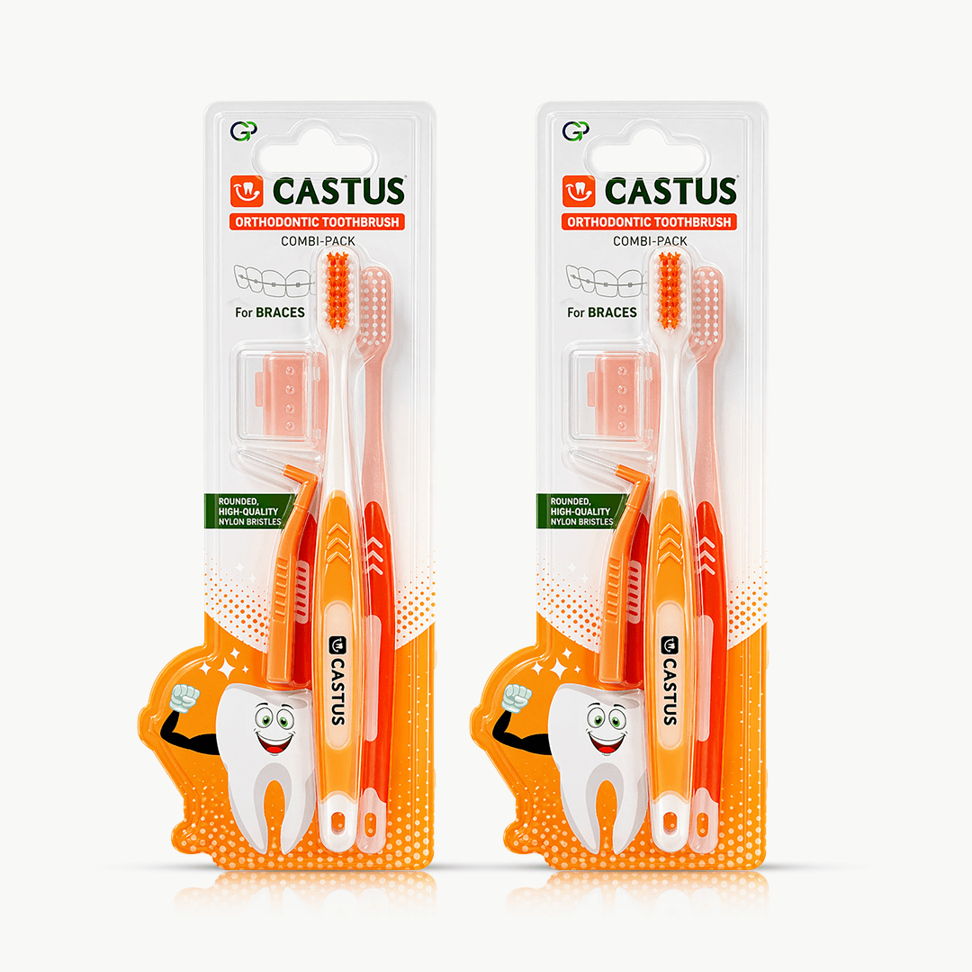 Castus Orthodontic Toothbrush Combi-Pack (Orange)